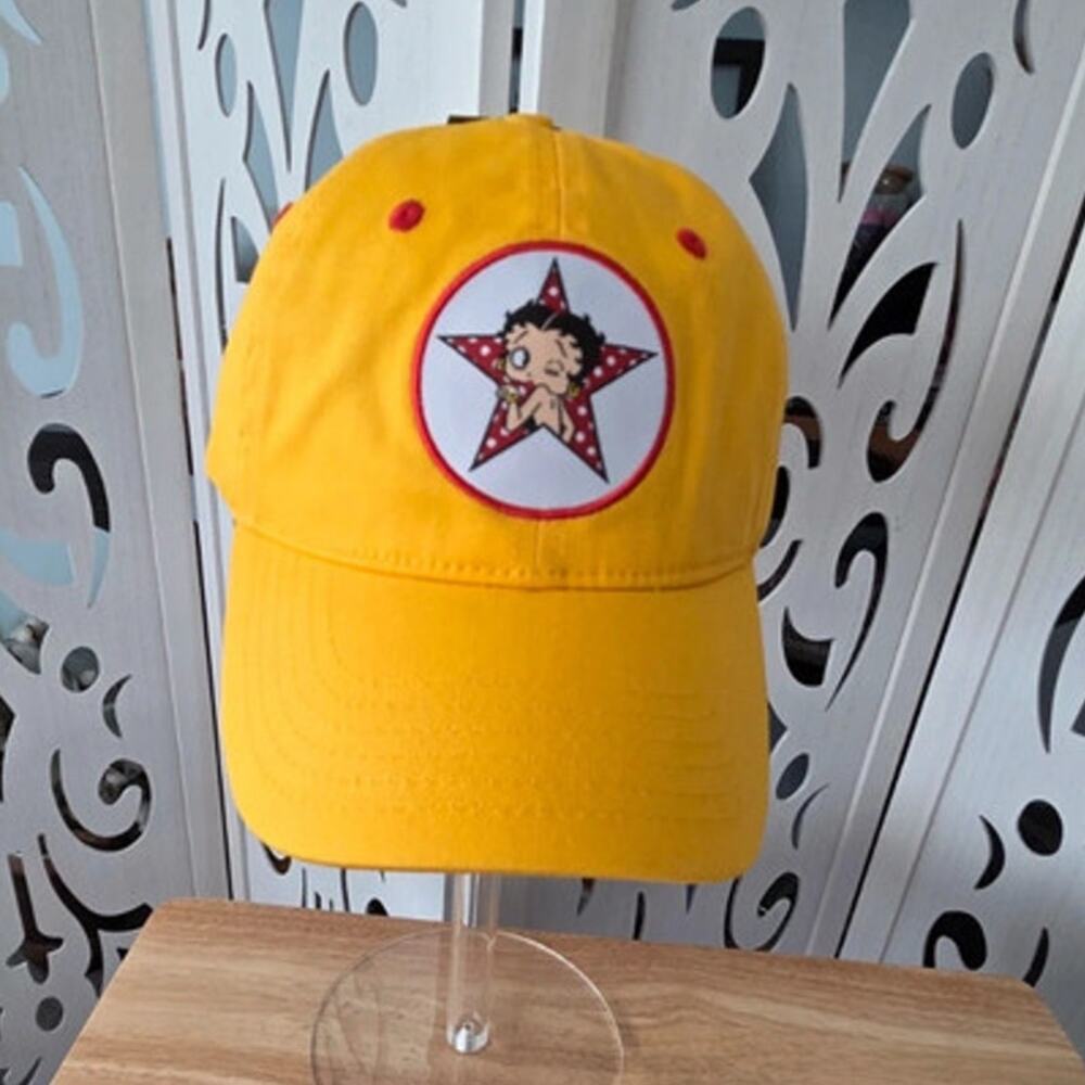 Betty Boop Star Yellow Baseball Hat Cap Adjustable OSFM Cartoon Graphic NWT Cute